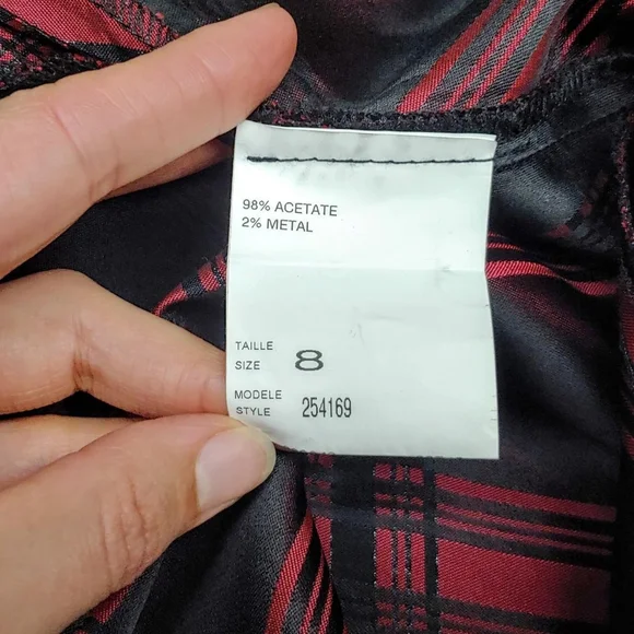 Blood red bias plaid formal maxi skirt - Picture 7 of 8